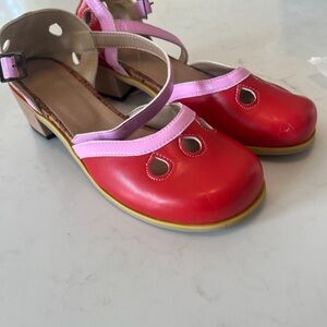 Sarah and Oliver Red and Pink Mary Jane Sandals